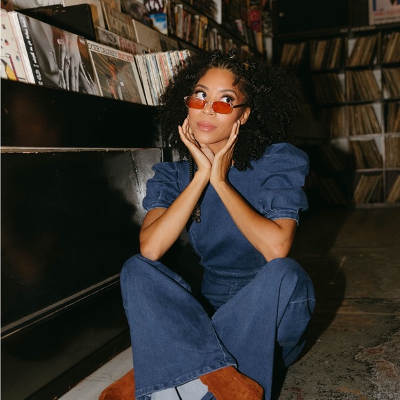 One piece Denim jumpsuit with open back - Picture 10 of 14